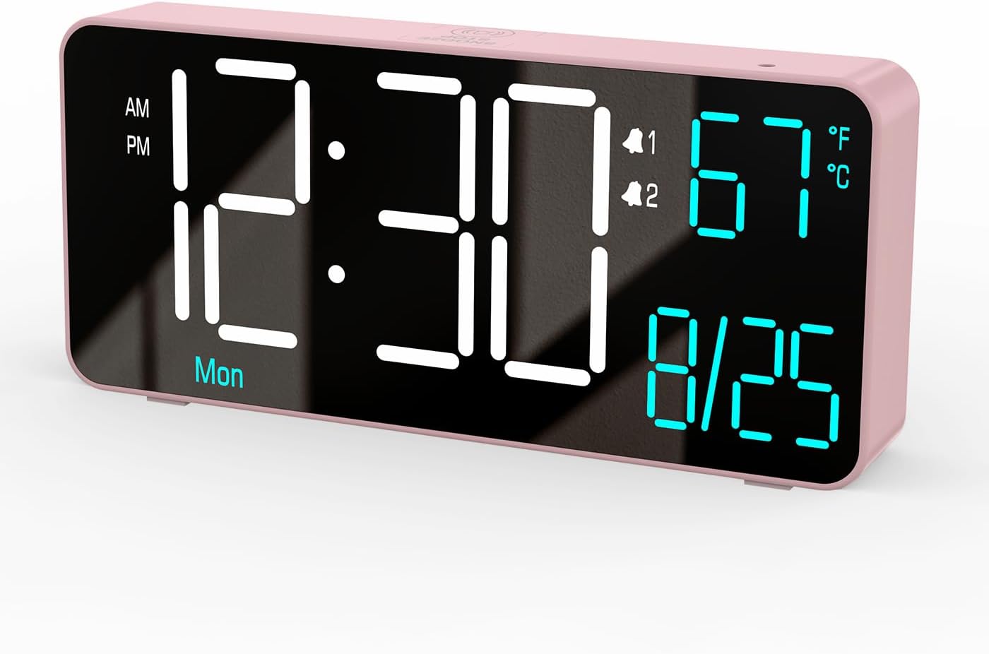 Kosumosu Pink Digital Alarm Clock with Dual Alarms