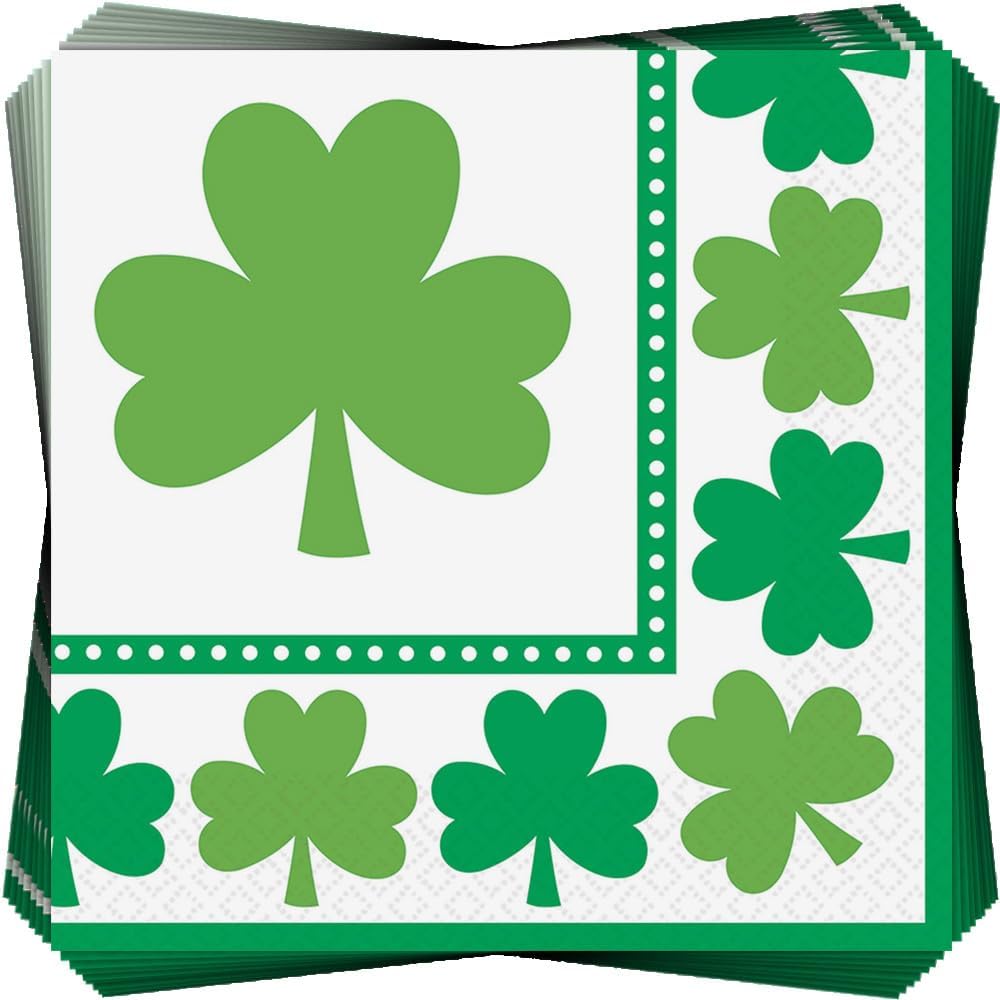 Amscan Lucky Shamrocks Paper Napkins 65x65 Green