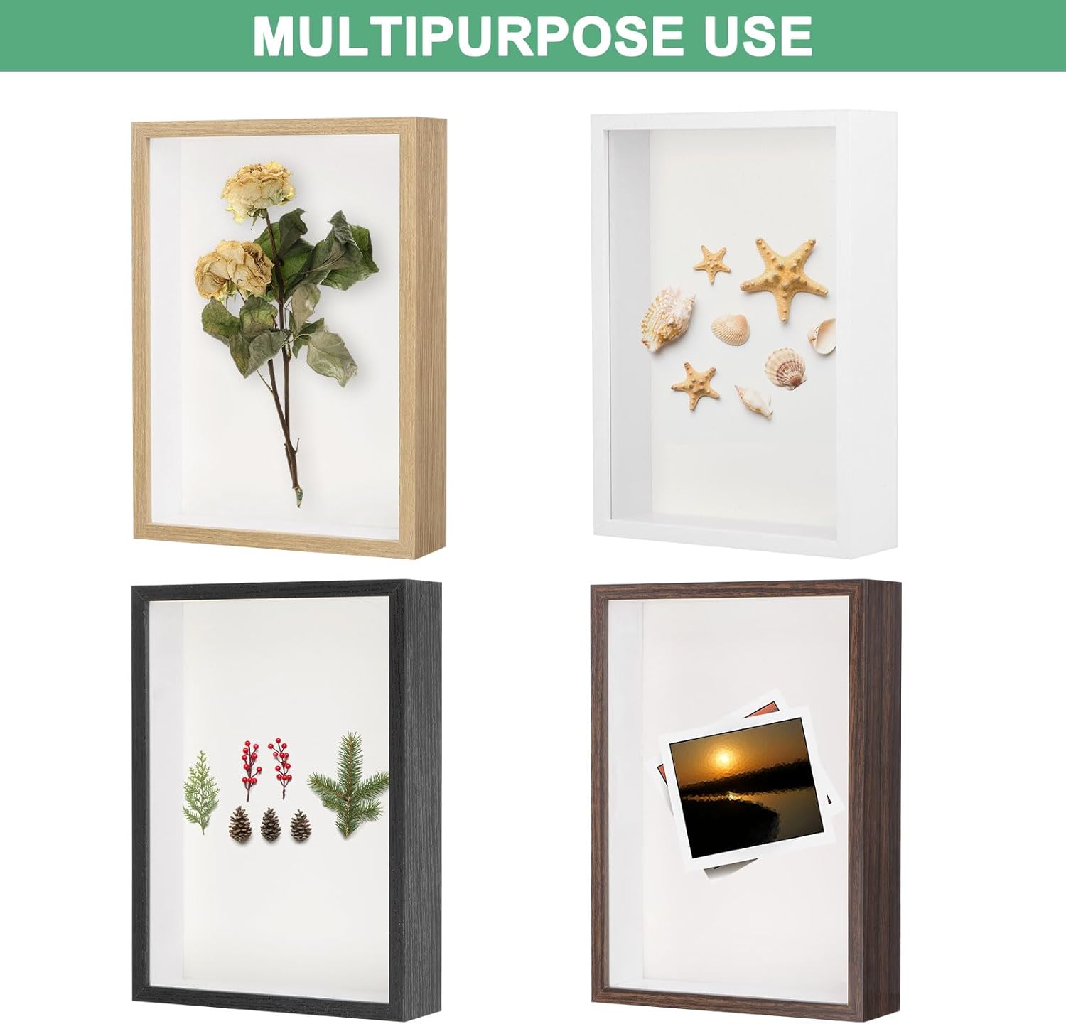 2 Pack 4x6 Inch Wooden Shadow Box Frame Display Case