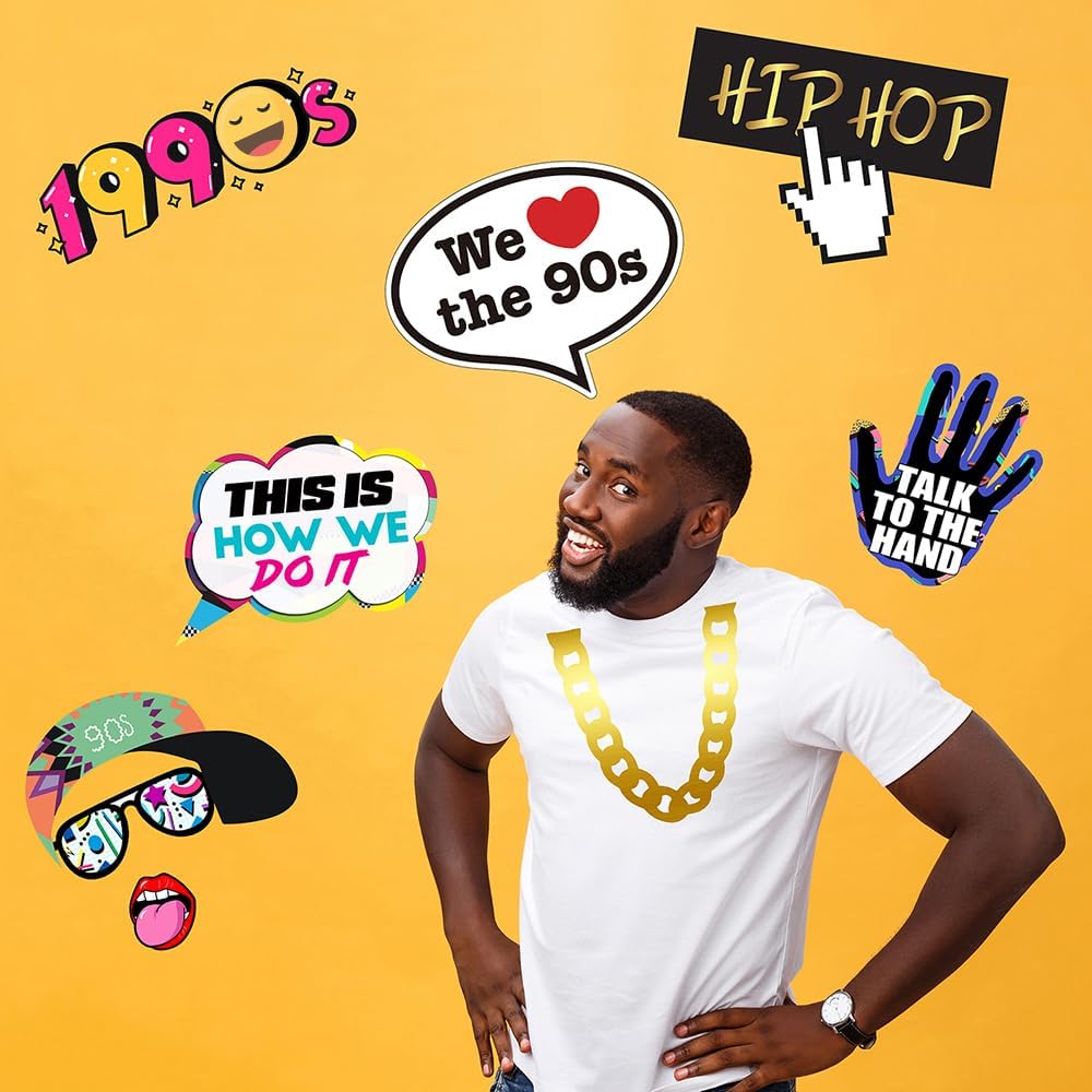 Tvorvik 90s Photo Booth Props 39pcs Hip Hop Decorations