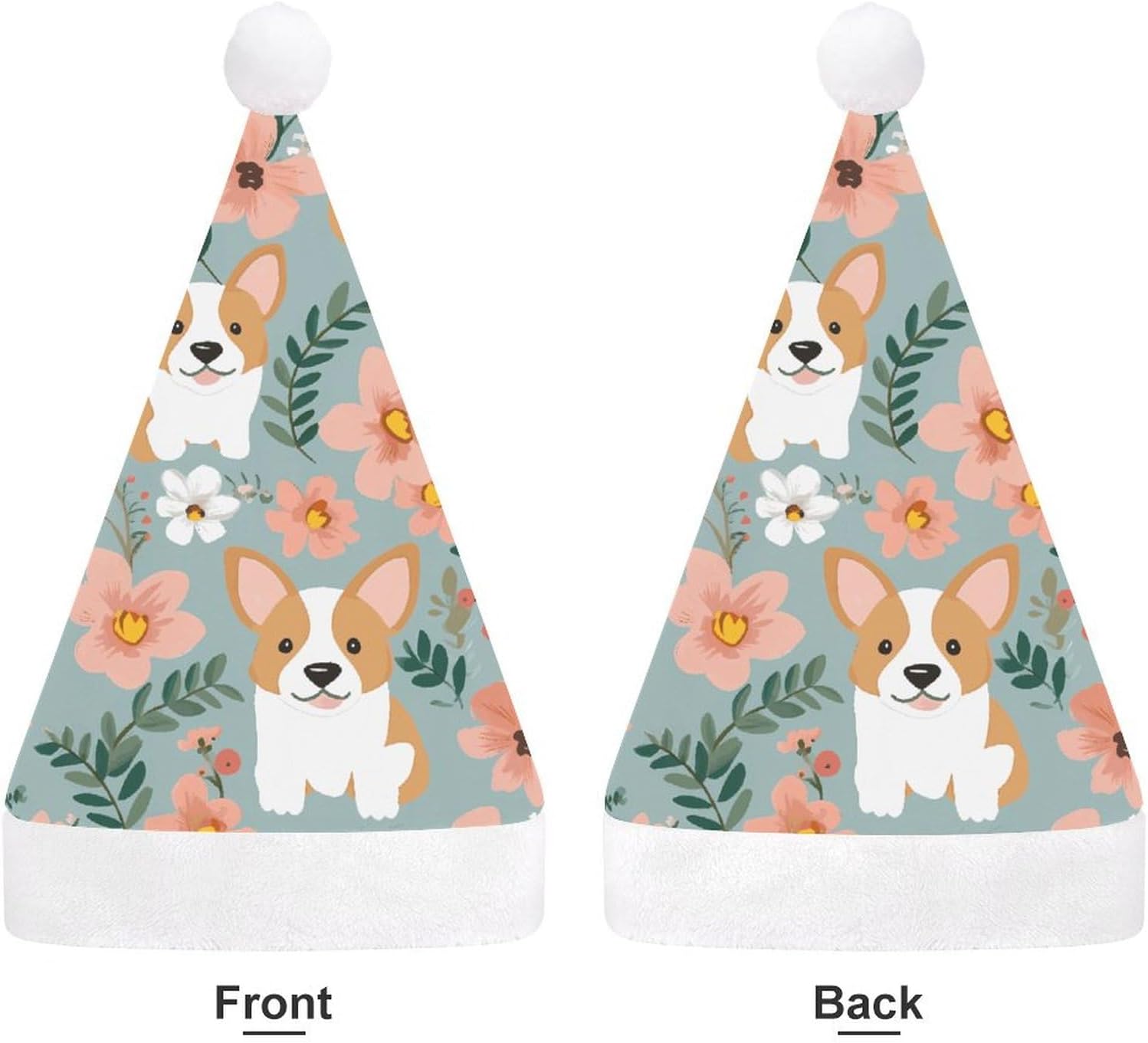 Santa Hat Corgi Floral Headwear Christmas Party Hat