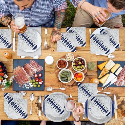 Qyeahkj 50Pcs Blue White Cowboys Football Napkins