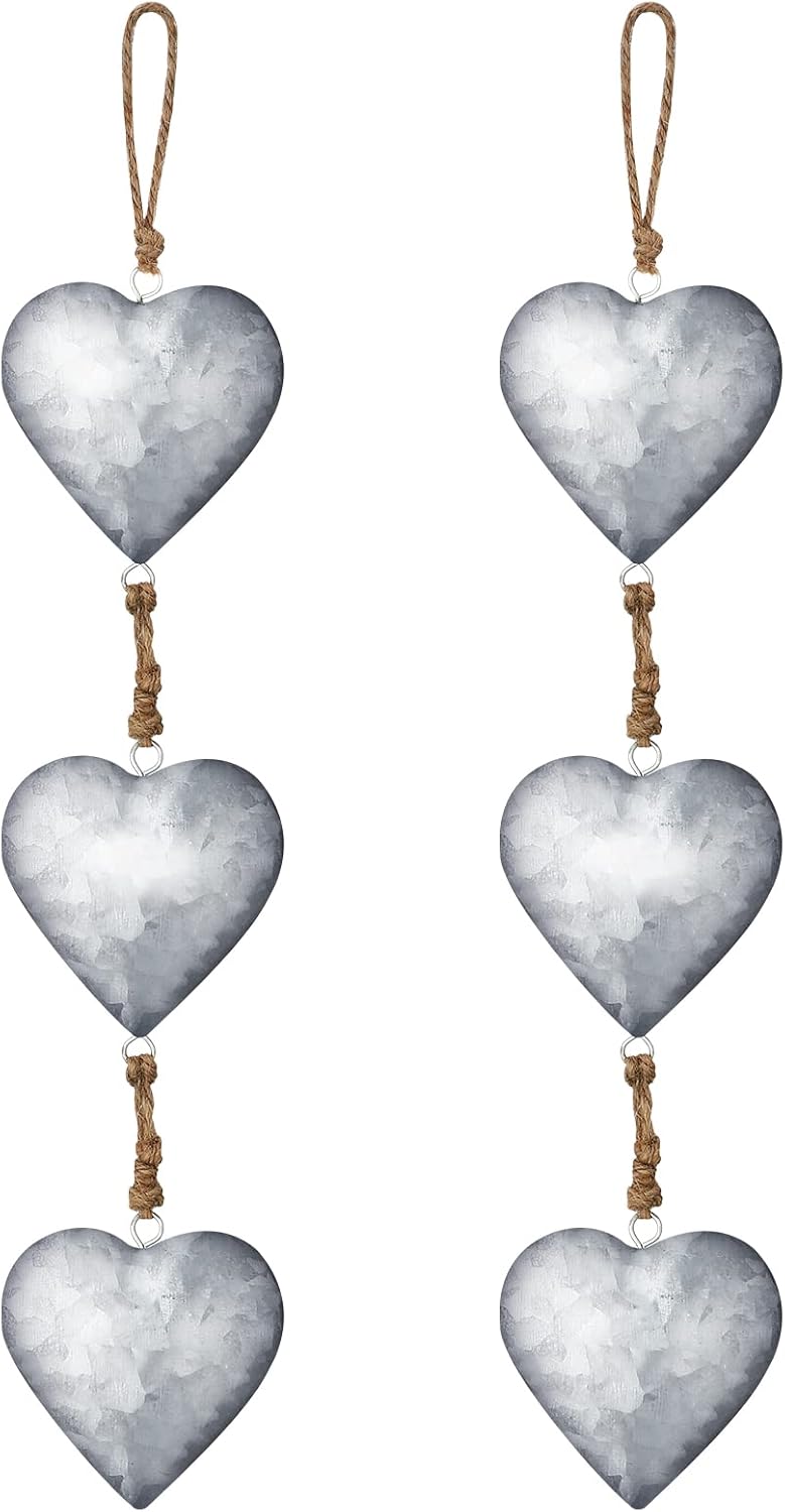 Moxweyeni 2 Piece Silver Metal Heart Wall Decor