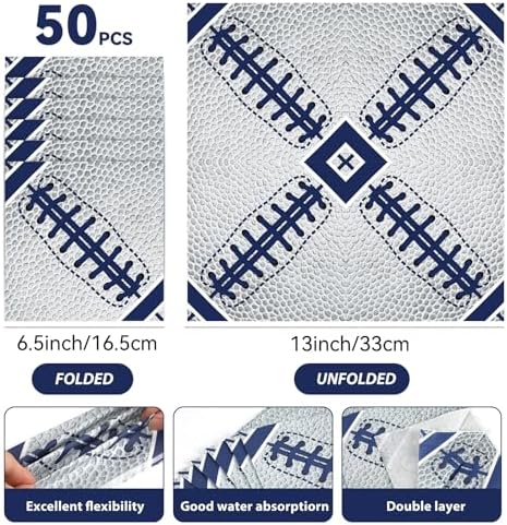 Qyeahkj 50Pcs Blue White Cowboys Football Napkins