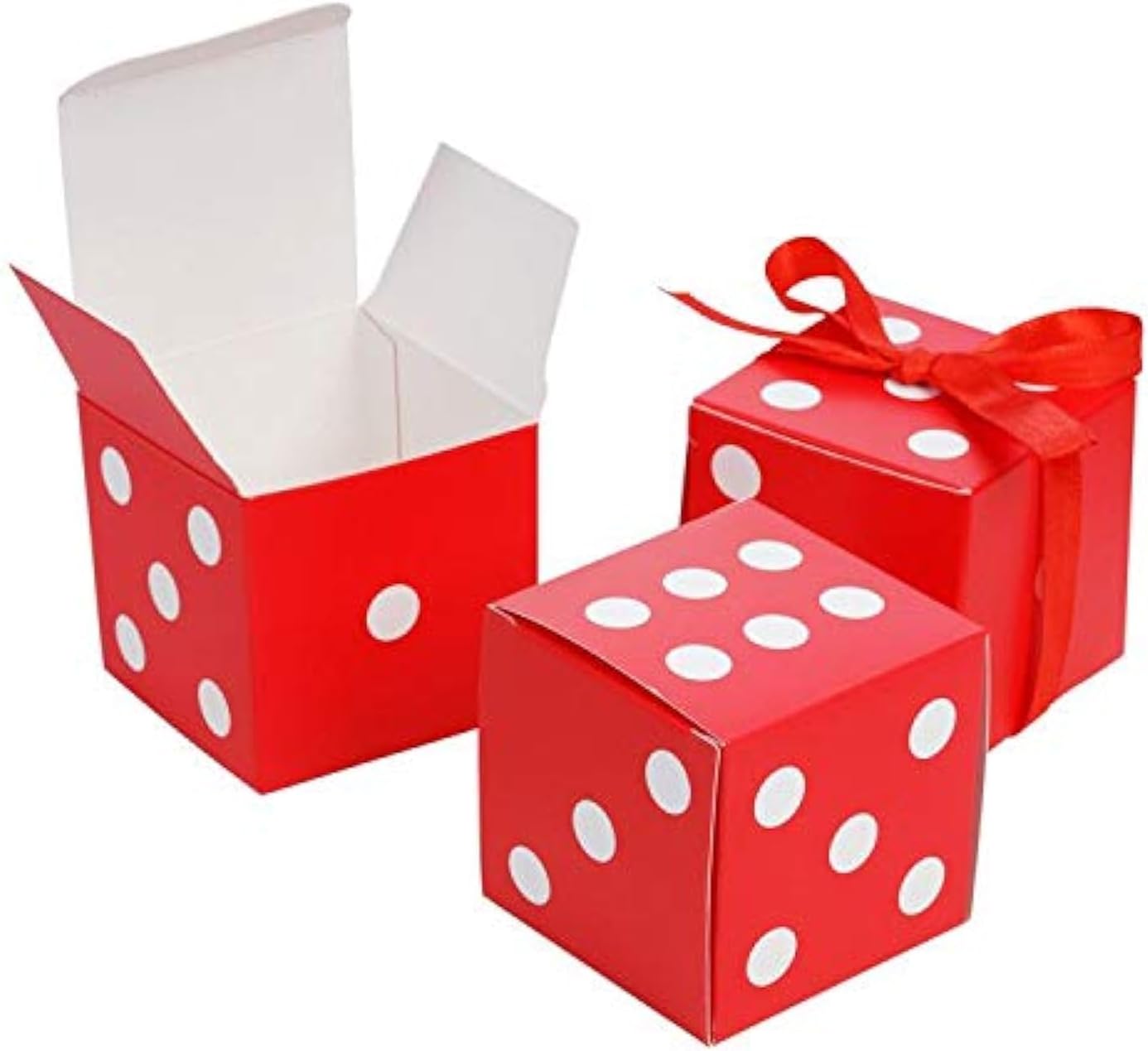 AWELL Red Dice Favor Box Set of 50 2x2x2 Inches Cube Shape