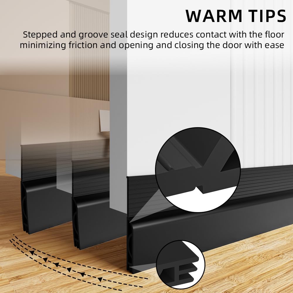 Ormien Door Draft Stopper 39 Inch Black Adjustable