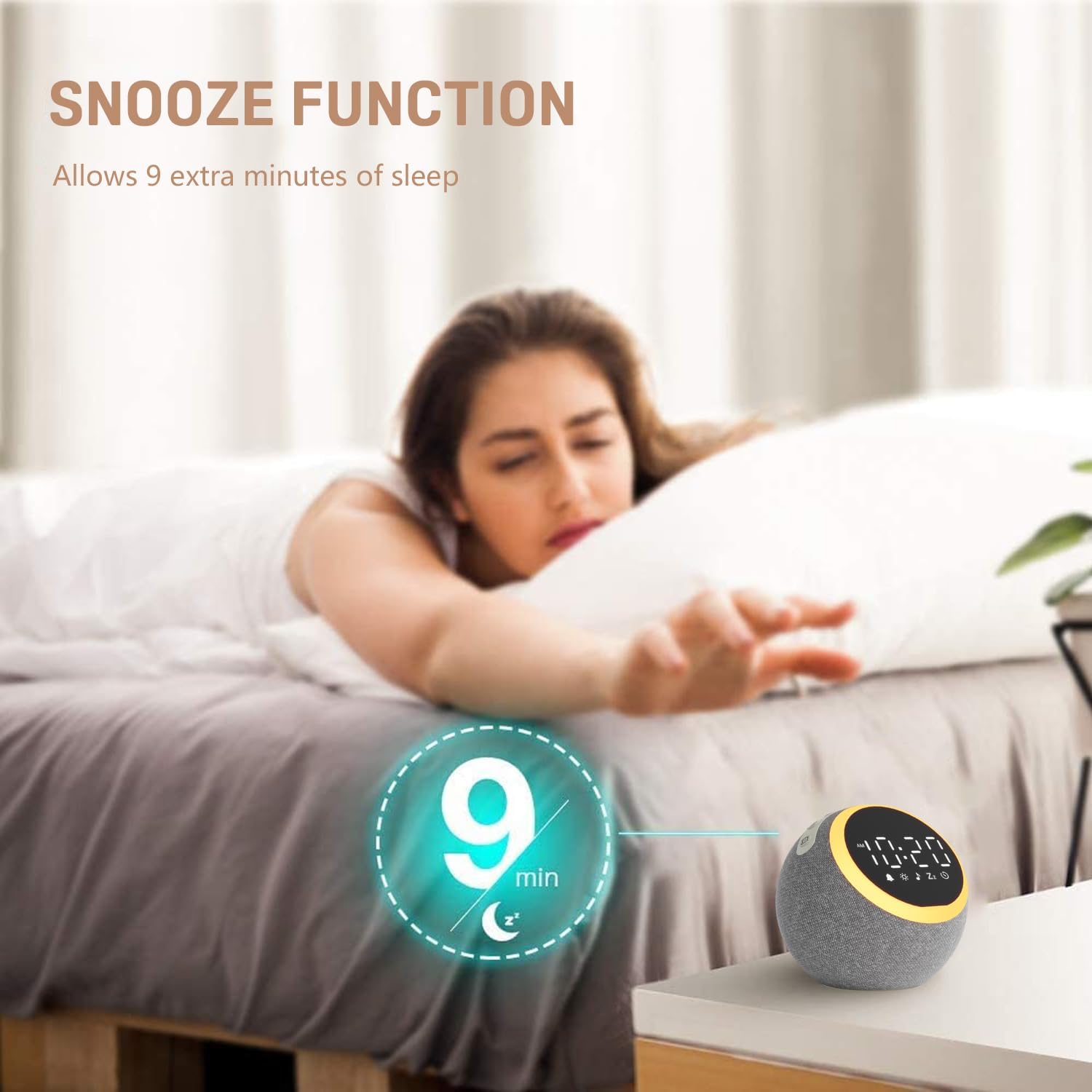 JALL White Noise Machine with Night Light and Alarm Clock