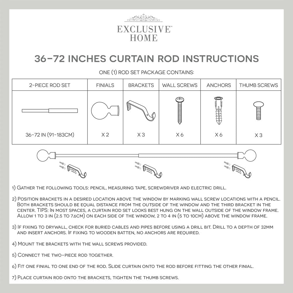 Exclusive Home Curtains ER1006-01 Matte Silver Rope Knot Rod Set