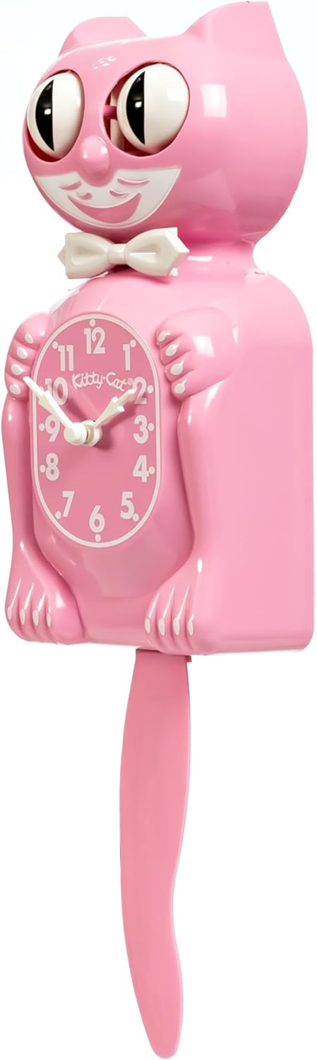 Pink Satin Kitty-Cat Klock for Kids Room