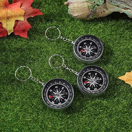 Toyvian 12Pcs Alloy Compass Keychain - Silver Pirate Themed Travel Keychain