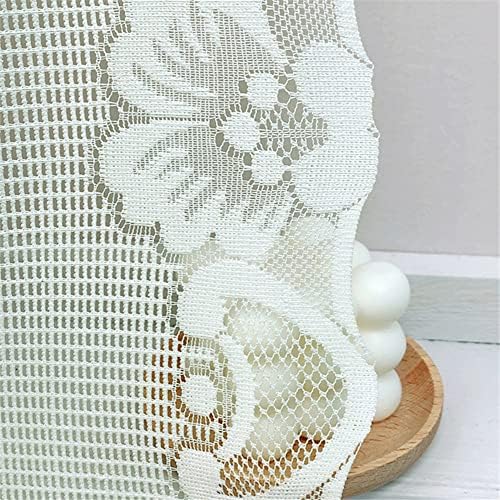 Beige Flower Lace Valance Curtain for Living Room and Kitchen