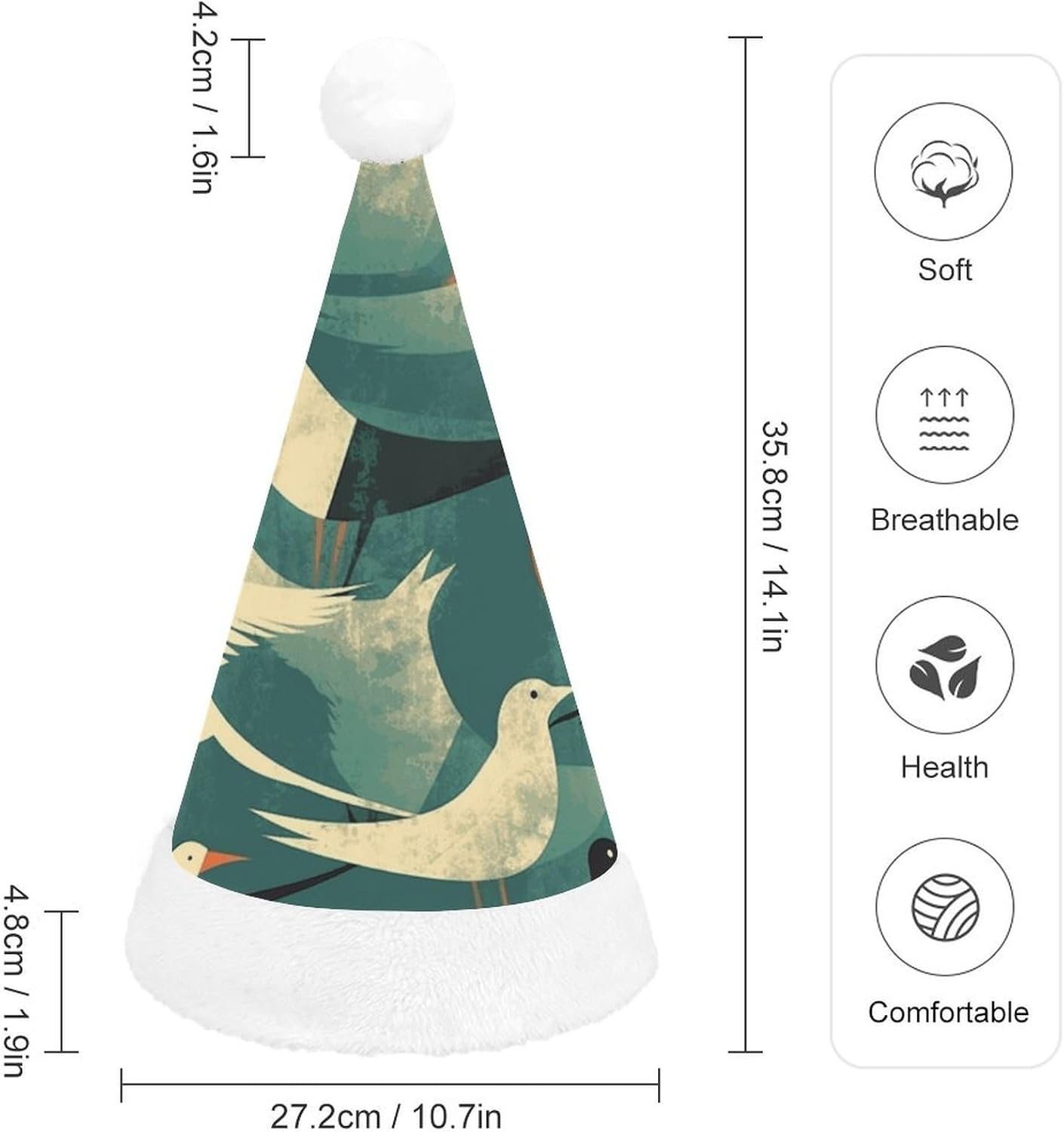 Santa Hat Flock Of Birds Christmas Headwear