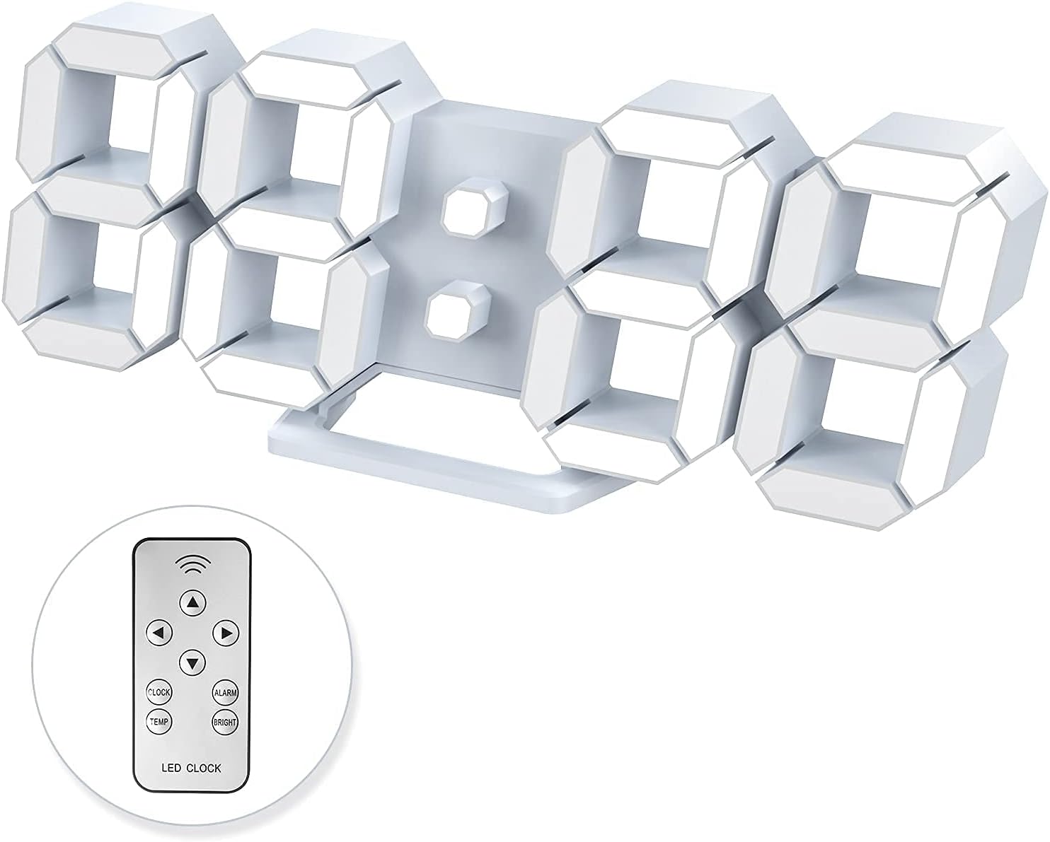 WISE TIGER 3D LED Wall Clock with Alarm and USB Nightlight