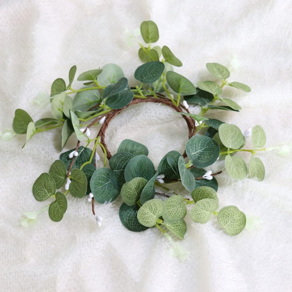 Zerodeko 4pcs Eucalyptus Candle Wreaths for Home Decor
