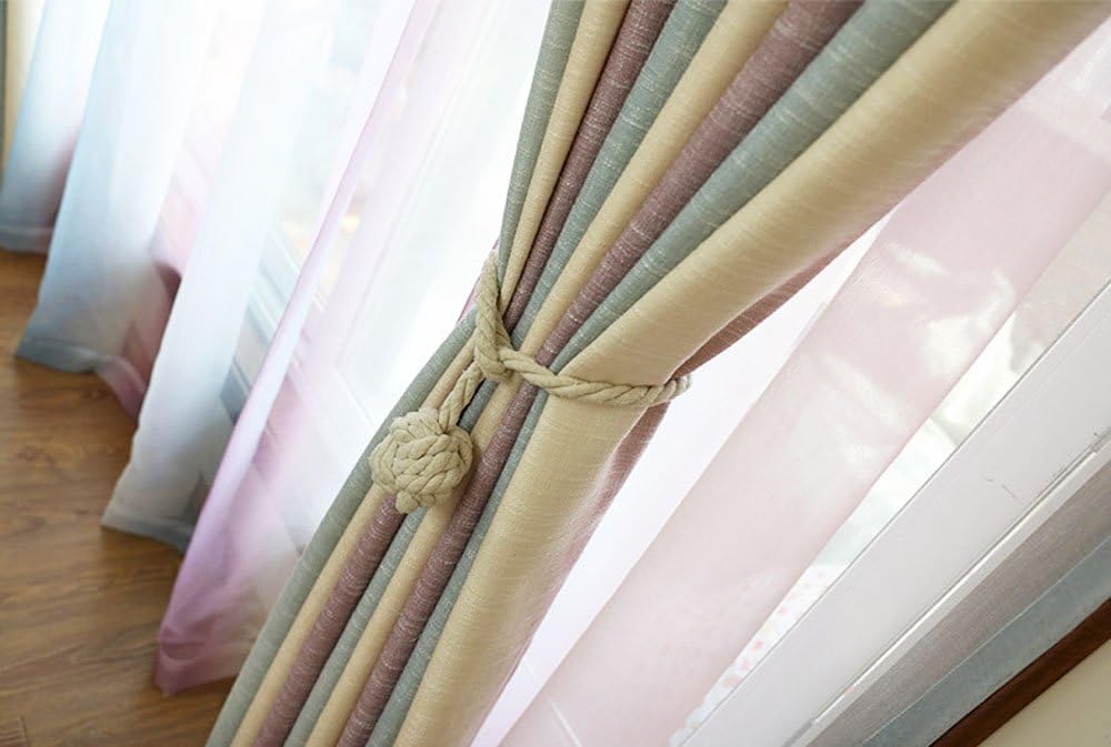 Melaluxe 4 Pack Curtain Tiebacks - Heavy Duty Beige Holdbacks