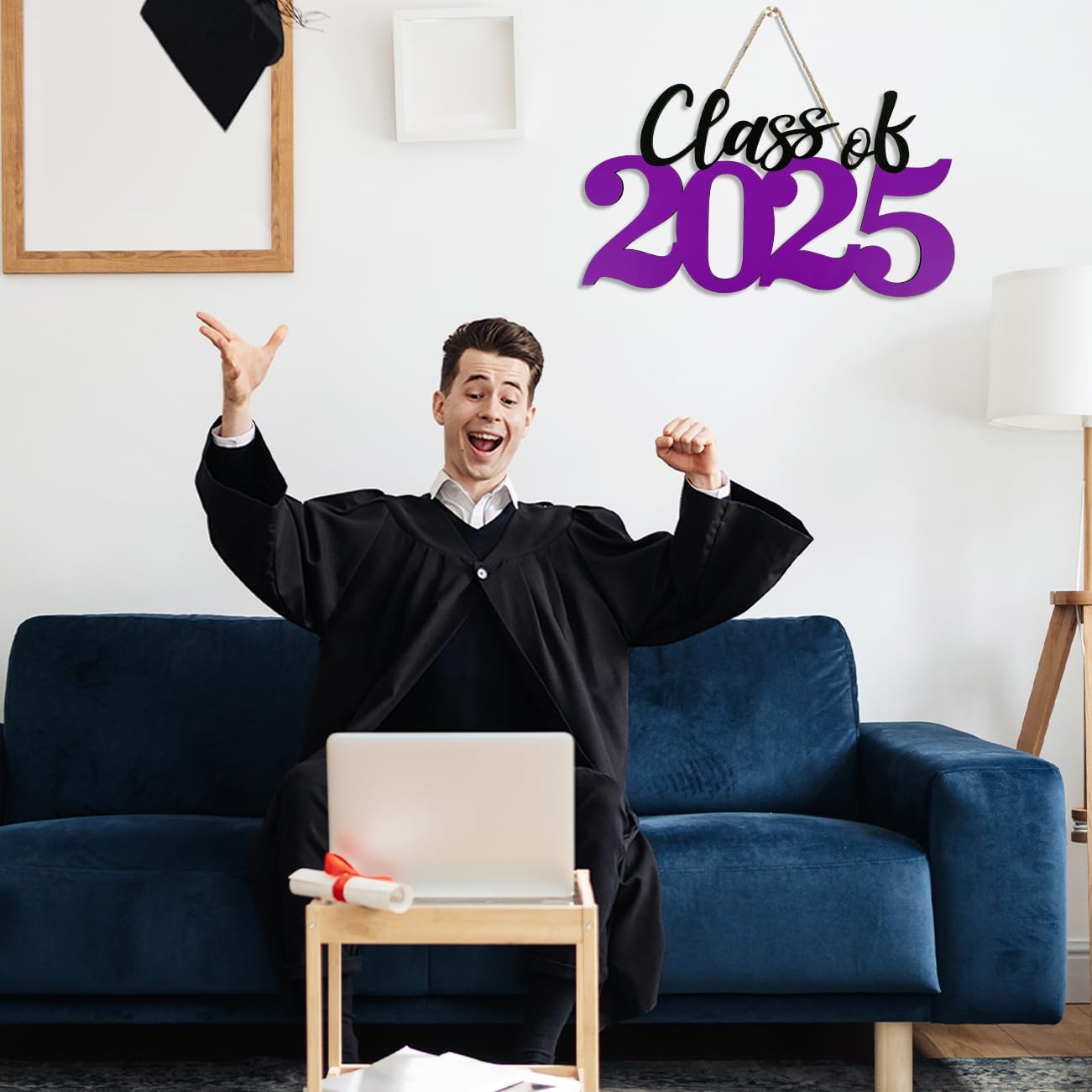 Class of 2025 Purple Wooden Graduation Sign