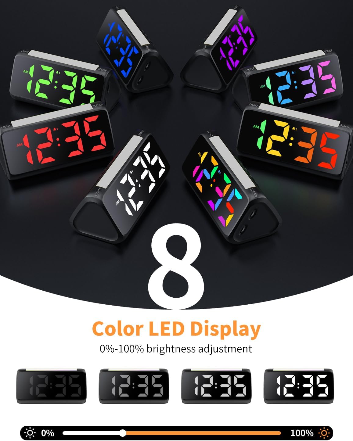 Netzu Digital Alarm Clock with RGB Night Light and Dual Alarm
