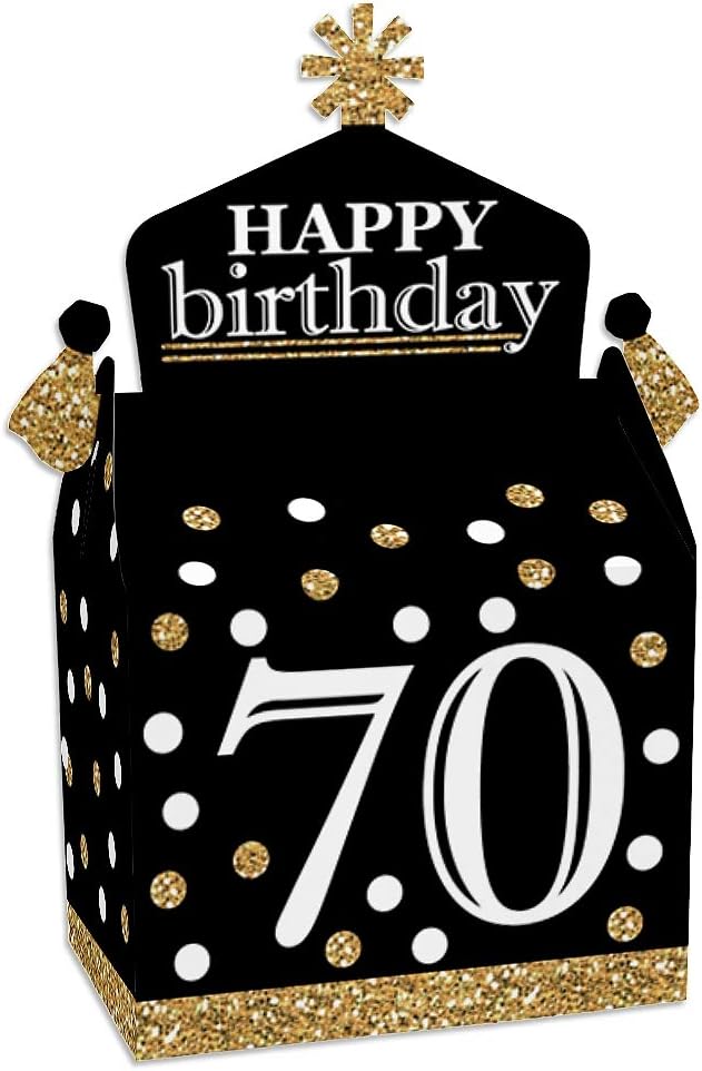 Big Dot of Happiness 70th Birthday Gold Treat Boxes Set of 12
