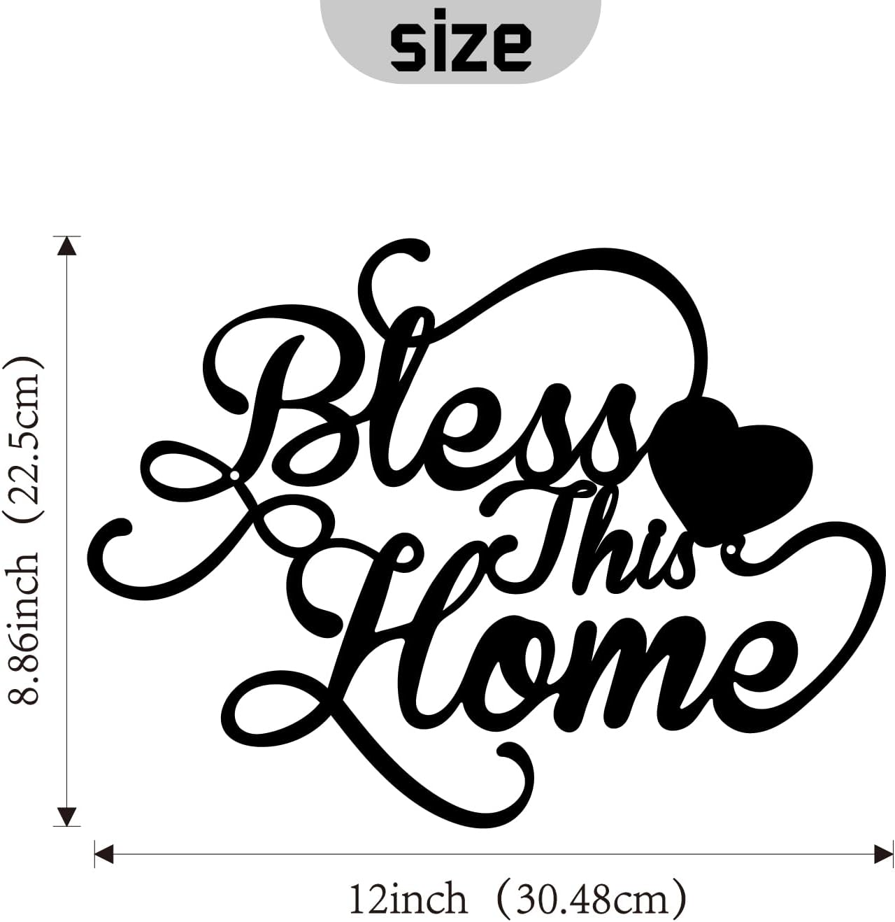 Bless This Home Black Metal Wall Art Entryway Sign