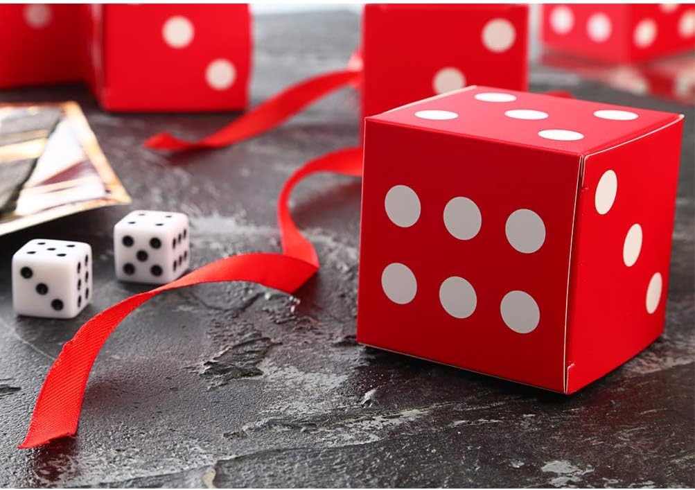 AWELL Red Dice Favor Box Set of 50 2x2x2 Inches Cube Shape