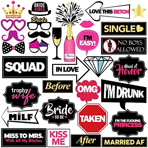 Bachelorette Party Photo Booth Props 36 Piece Set