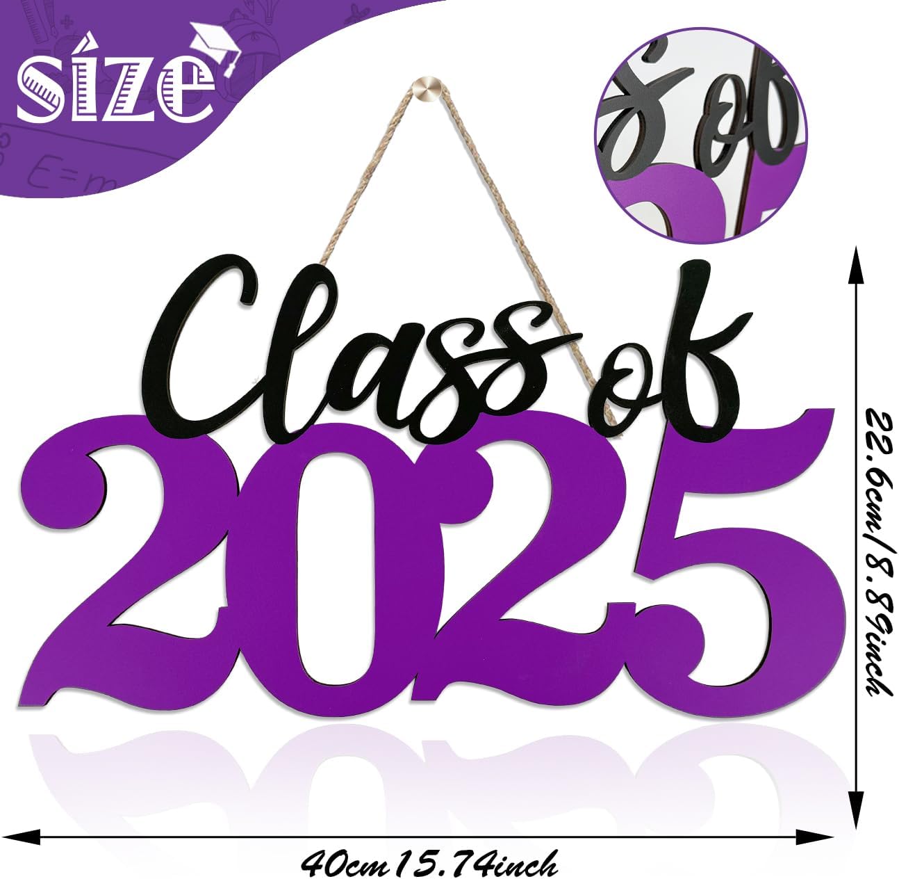 Class of 2025 Purple Wooden Graduation Sign