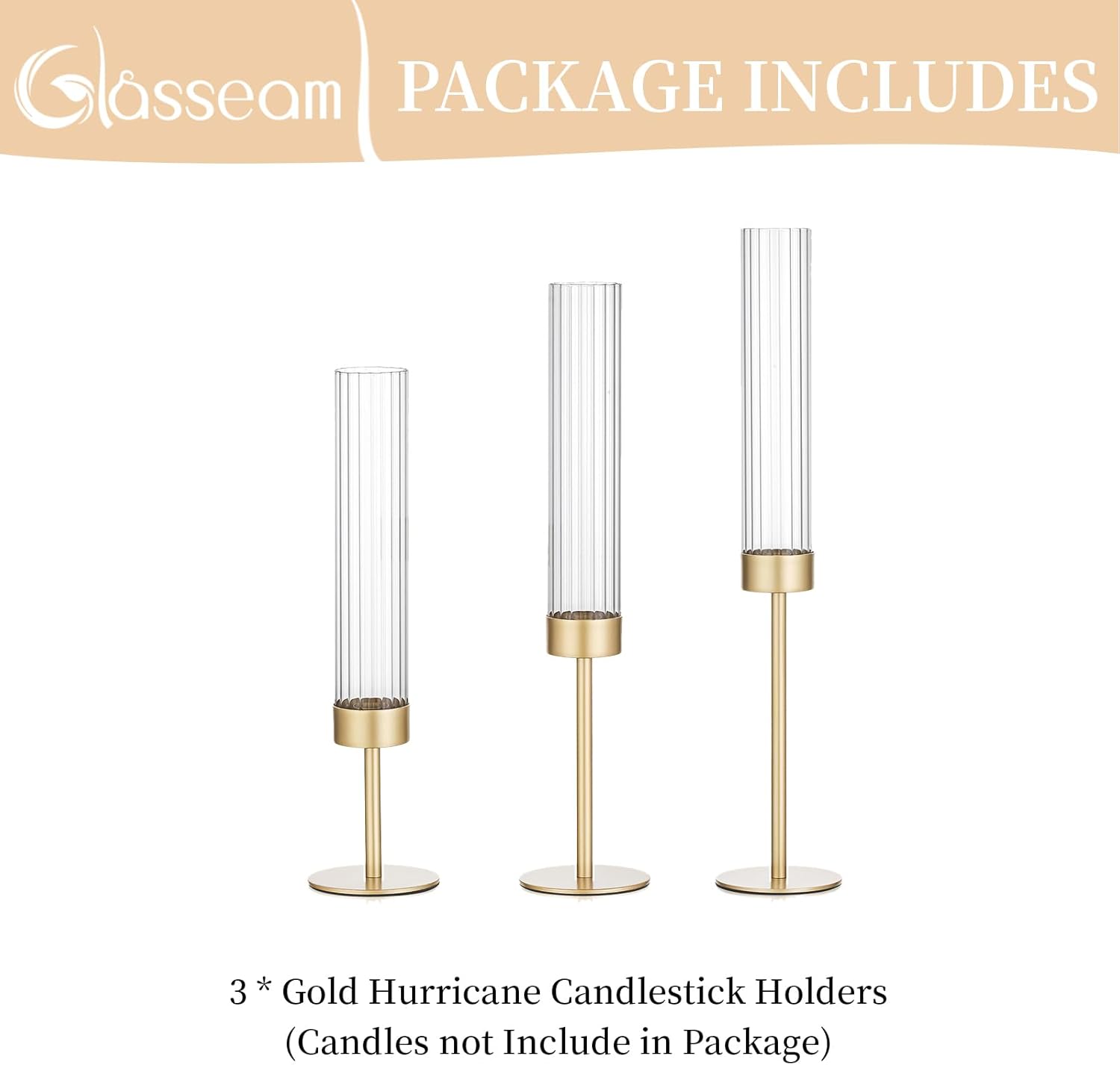 Glasseam Gold Taper Candle Holder Set of 3