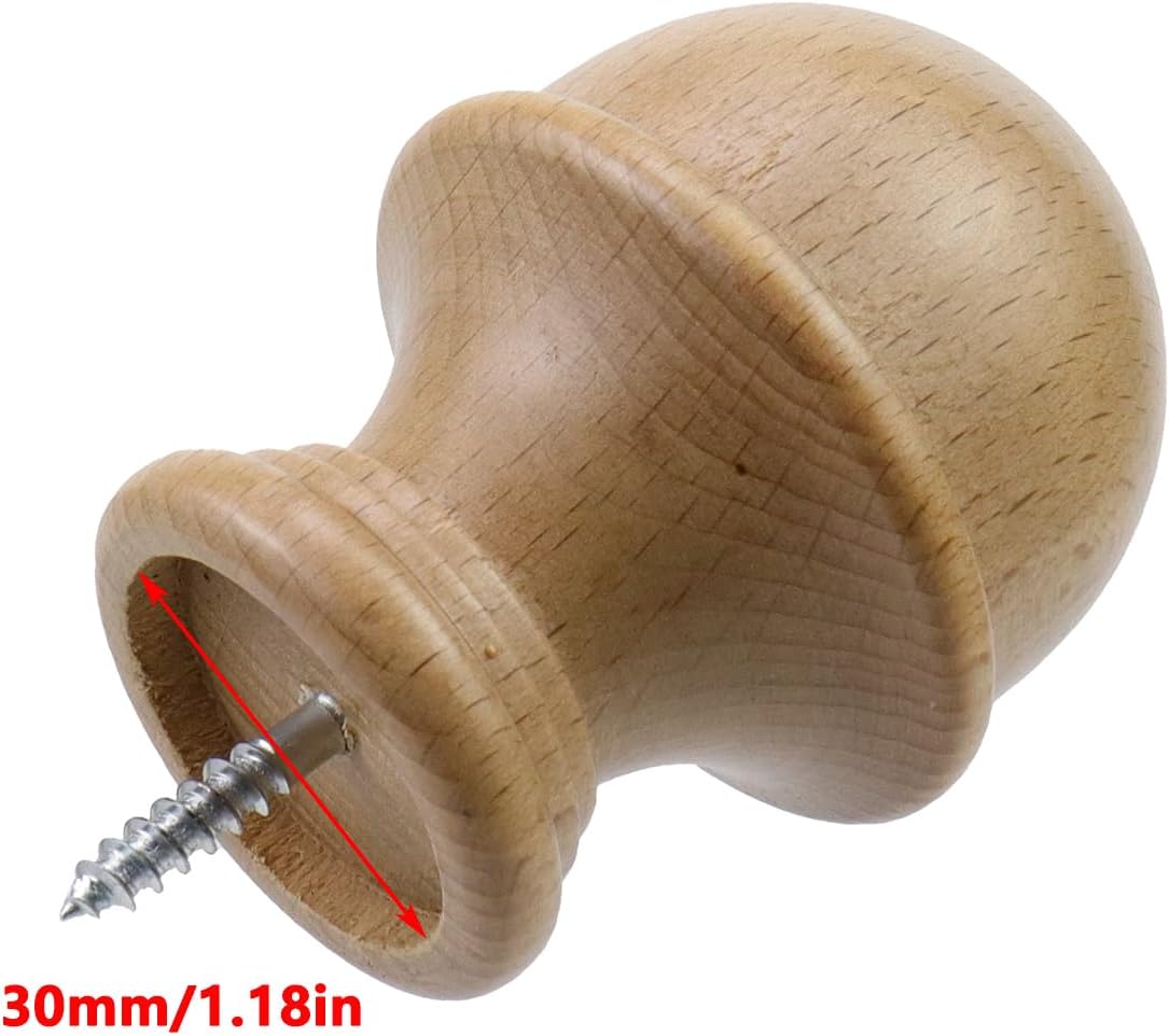 Antrader Wood Mushroom Finial Curtain Rod End Cap