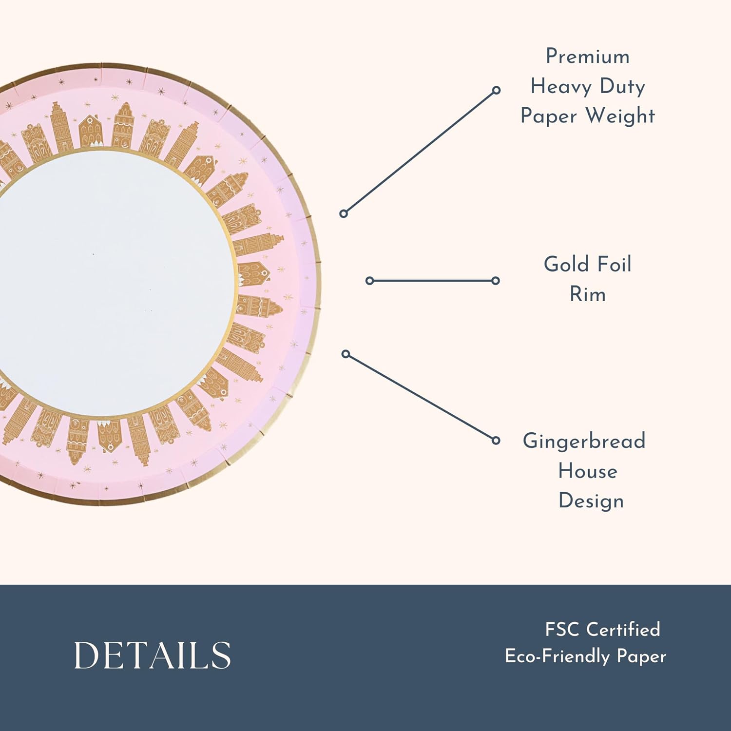 Bonjour Fete Pink Gingerbread Paper Plates 8 In Pack Of 8
