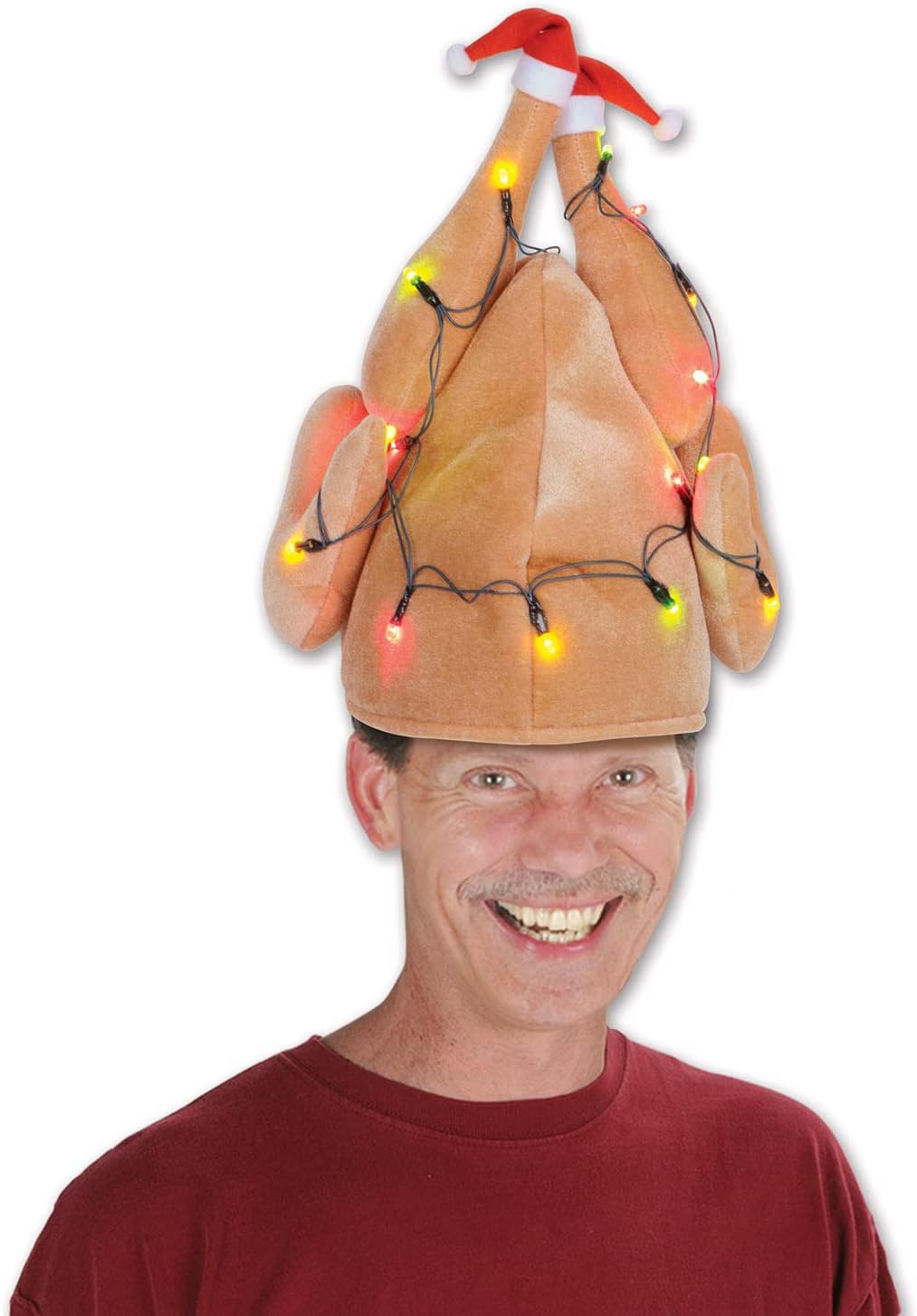 Beistle Plush Light-up Christmas Turkey Hats Set of 3