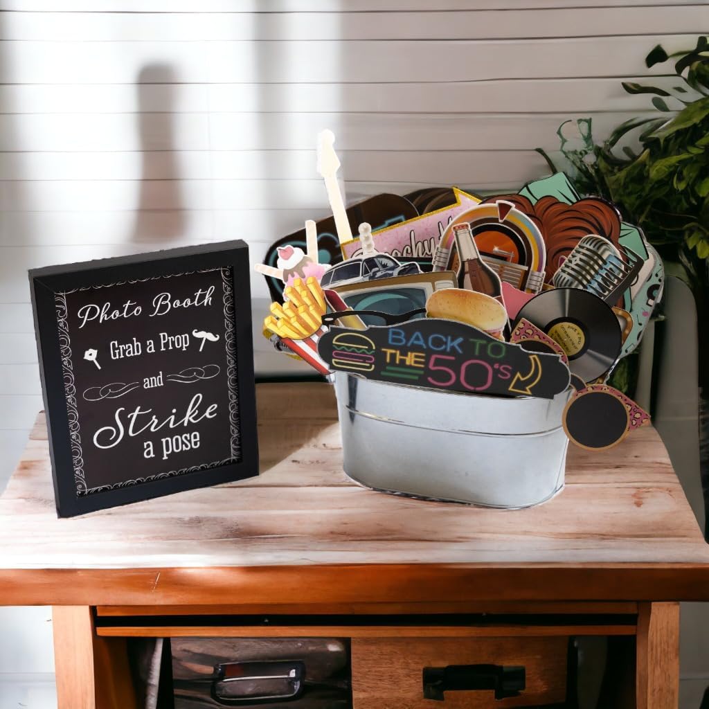 50s Photo Booth Props - 41-Piece Diner Party Kit