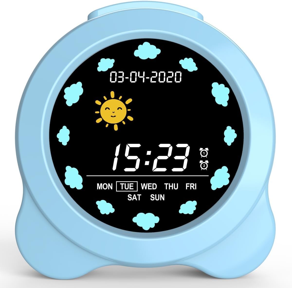 Kids Alarm Clock with Sun Moon LED Display