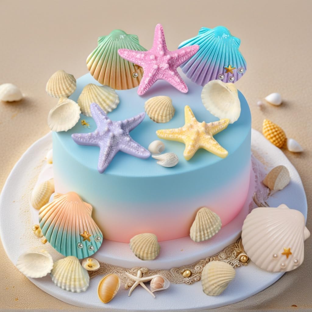 JeVenis Sea Shells Cake Decor for Ocean Theme Party