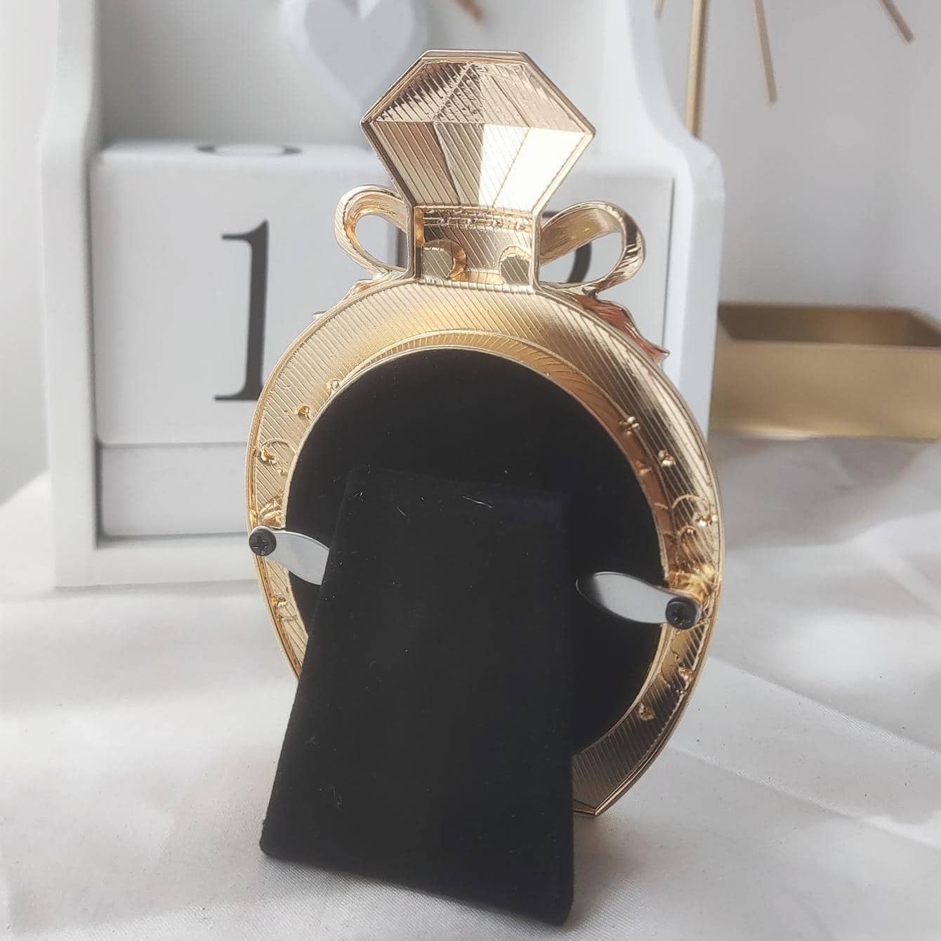 Mini Perfume Bottle Shaped Metal Photo Frame Pink