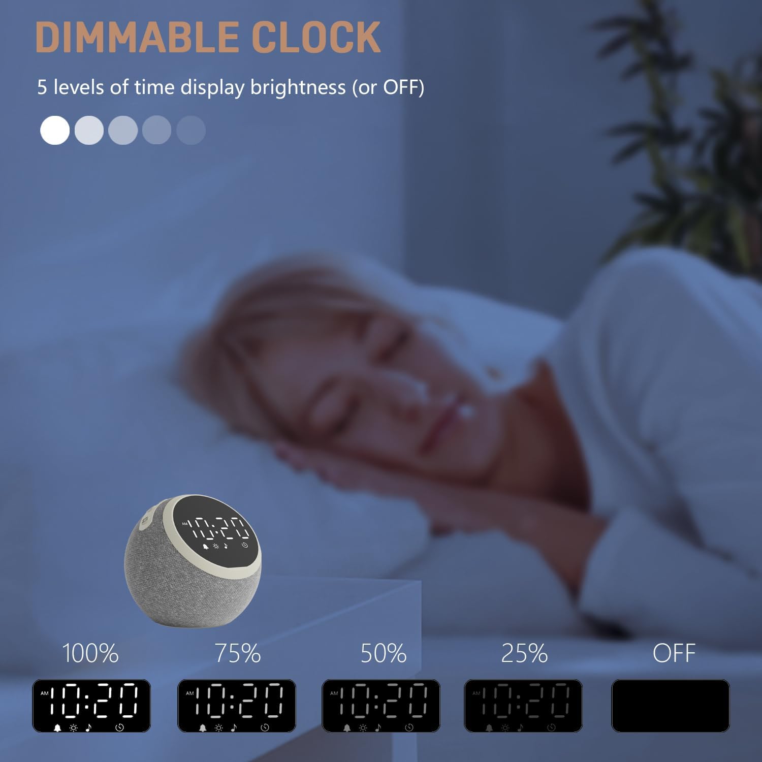JALL White Noise Machine with Night Light and Alarm Clock