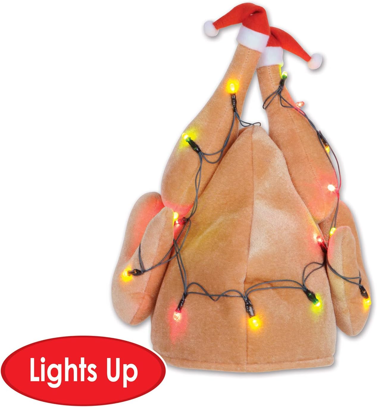 Beistle Plush Light-up Christmas Turkey Hats Set of 3