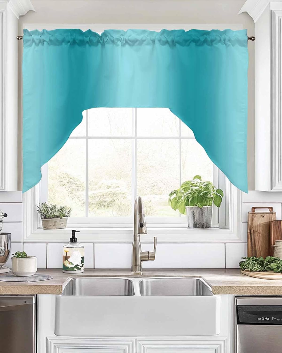 Teal Ombre Swag Valance Curtains 56x36