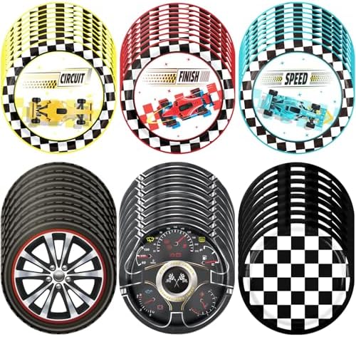 Race Car Birthday Decorations 48PCS Checked Plates and Tableware