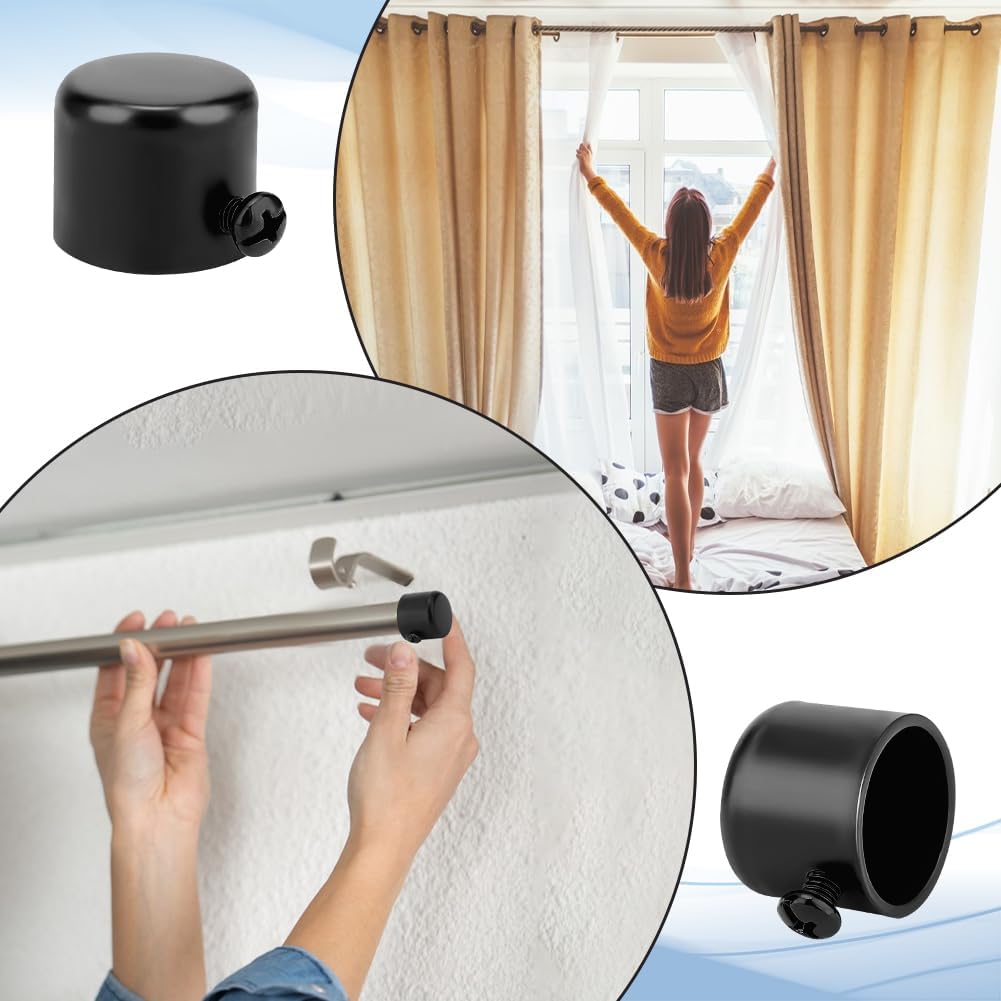 AHANDMAKER 4 Piece Curtain Rod End Caps Black