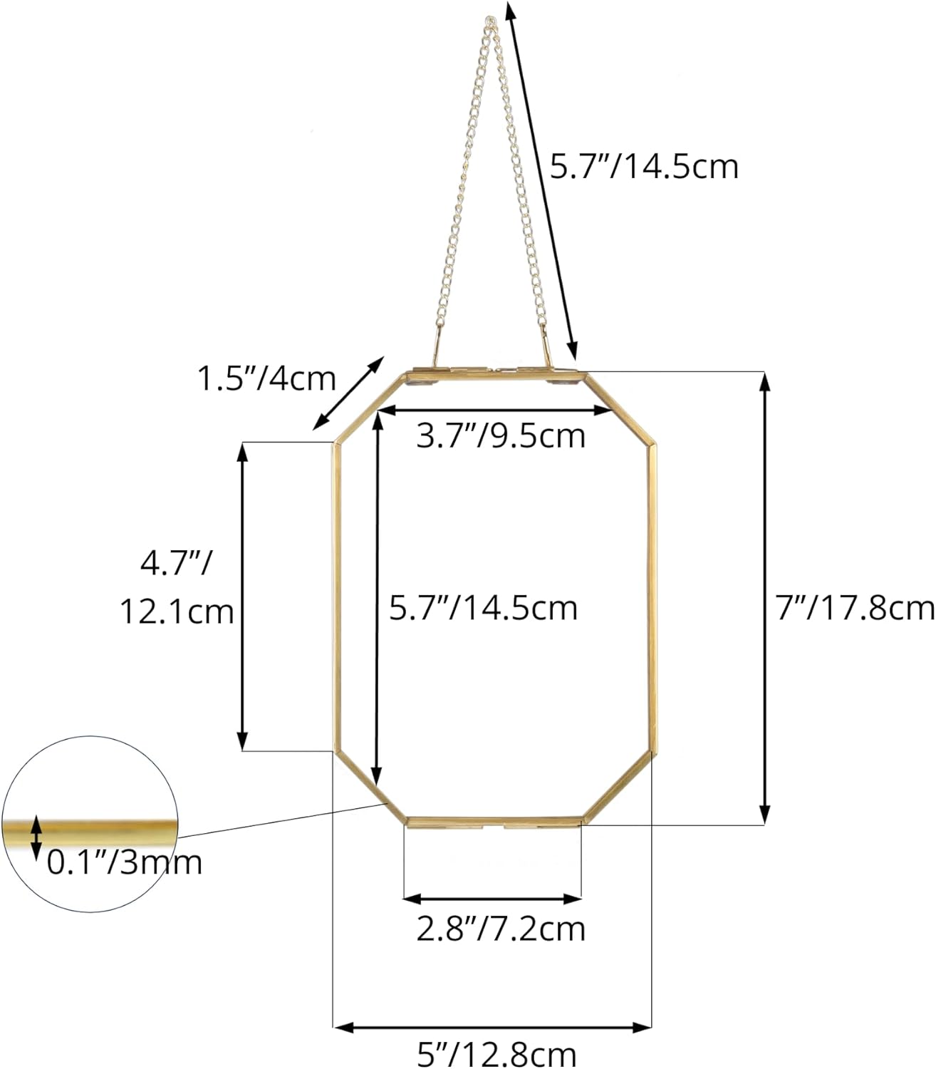 NCYP 5x7 Inch Floating Glass Frame with Chain
