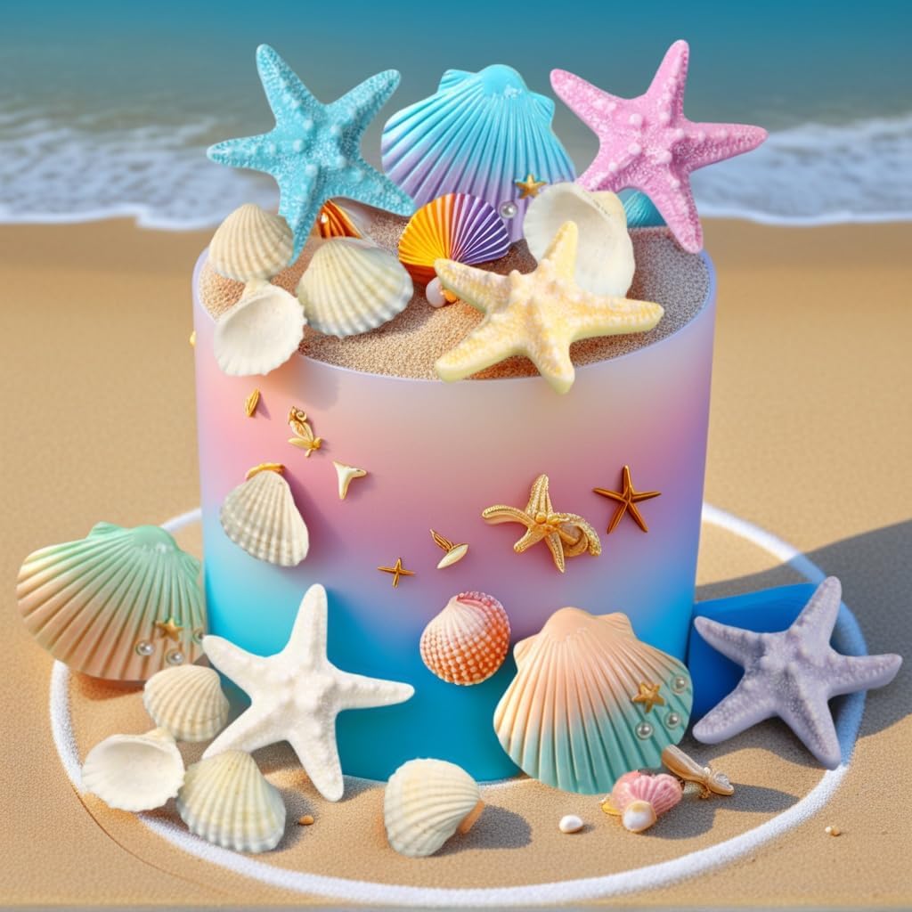 JeVenis Sea Shells Cake Decor for Ocean Theme Party