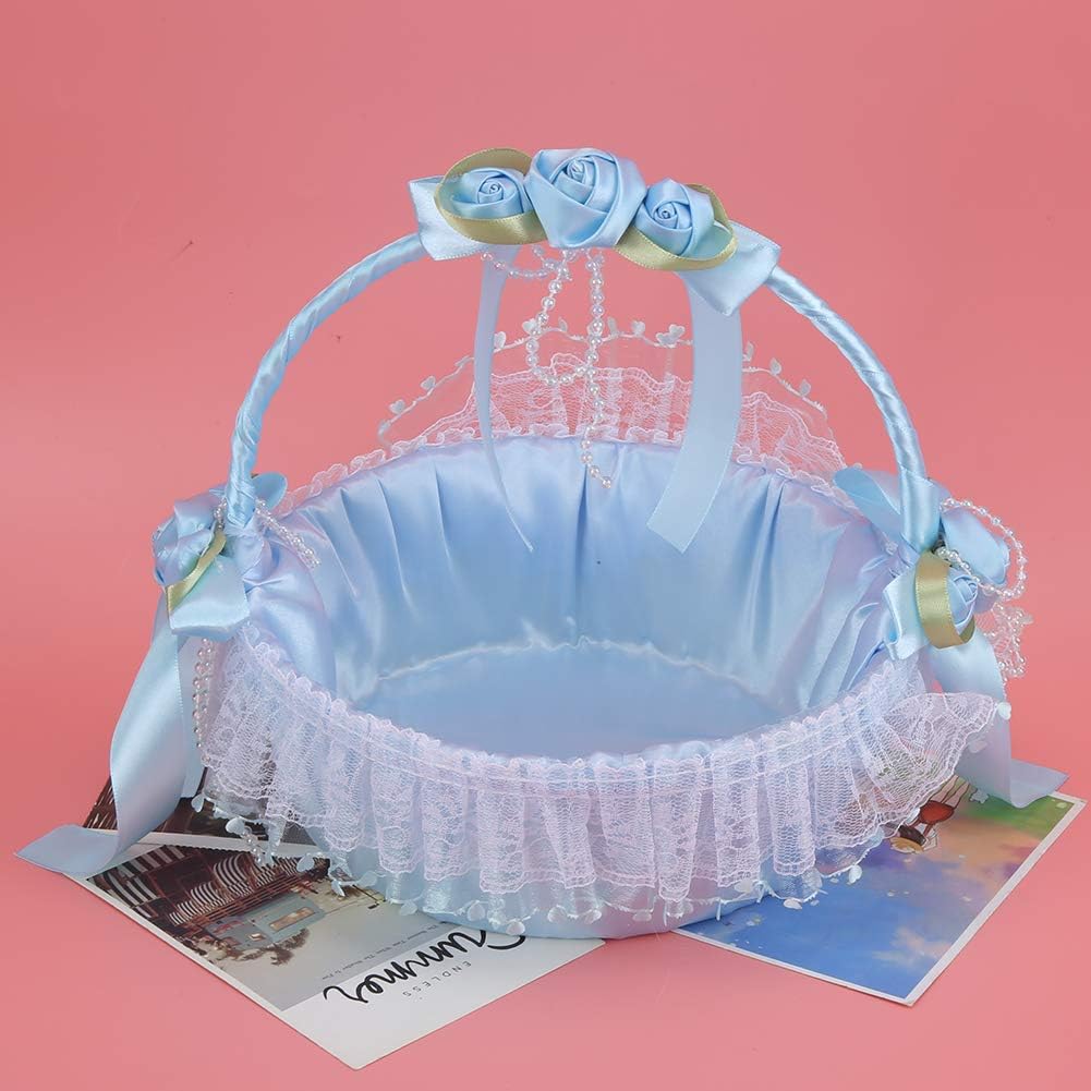 Cute Blue Wedding Flower Girl Baskets with Handles