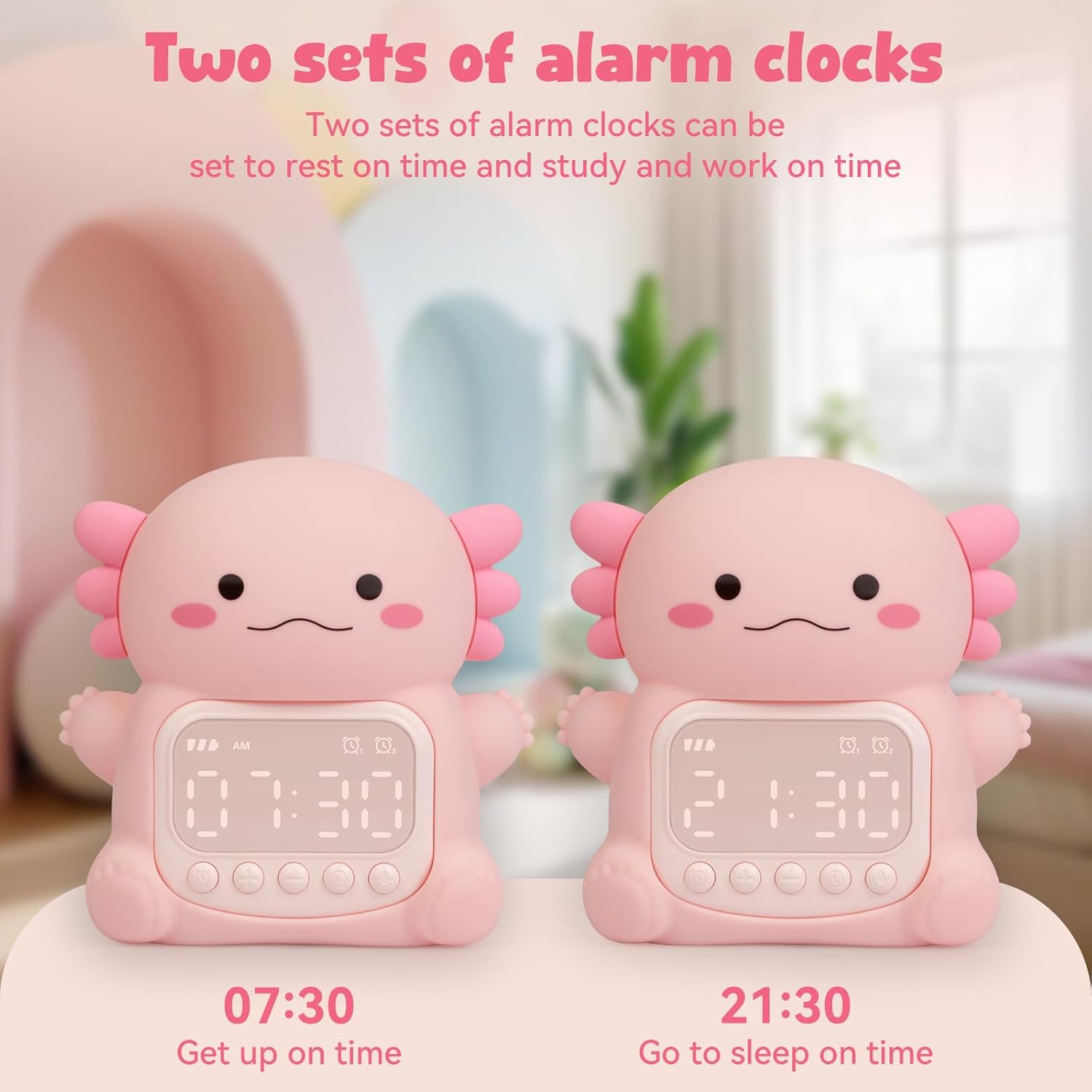Axolotl Alarm Clock with Night Light for Kids
