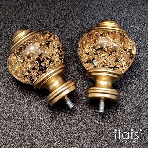 Gold Foiled Clear Curtain Rod Finials Set of 2