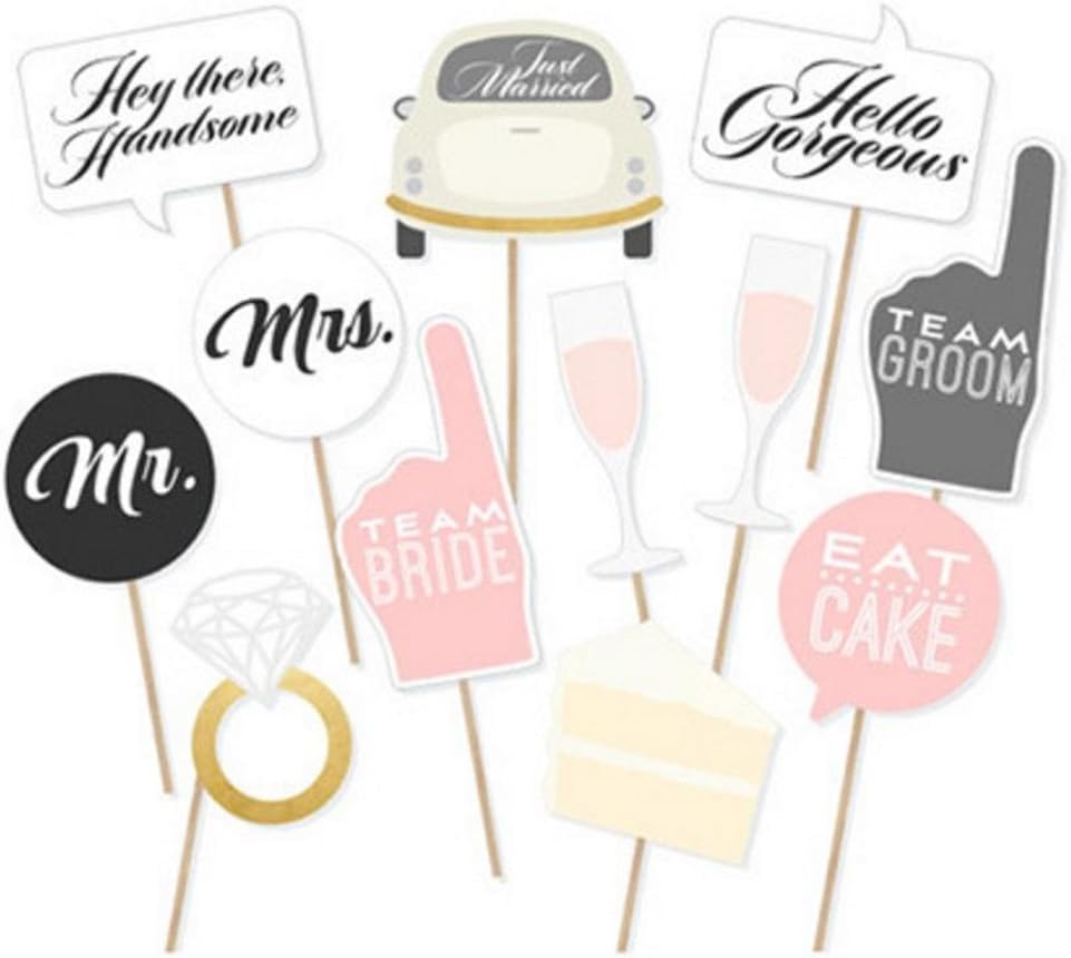 Wedding Photo Booth Props Kit 12 Pcs DIY Fun Accessories