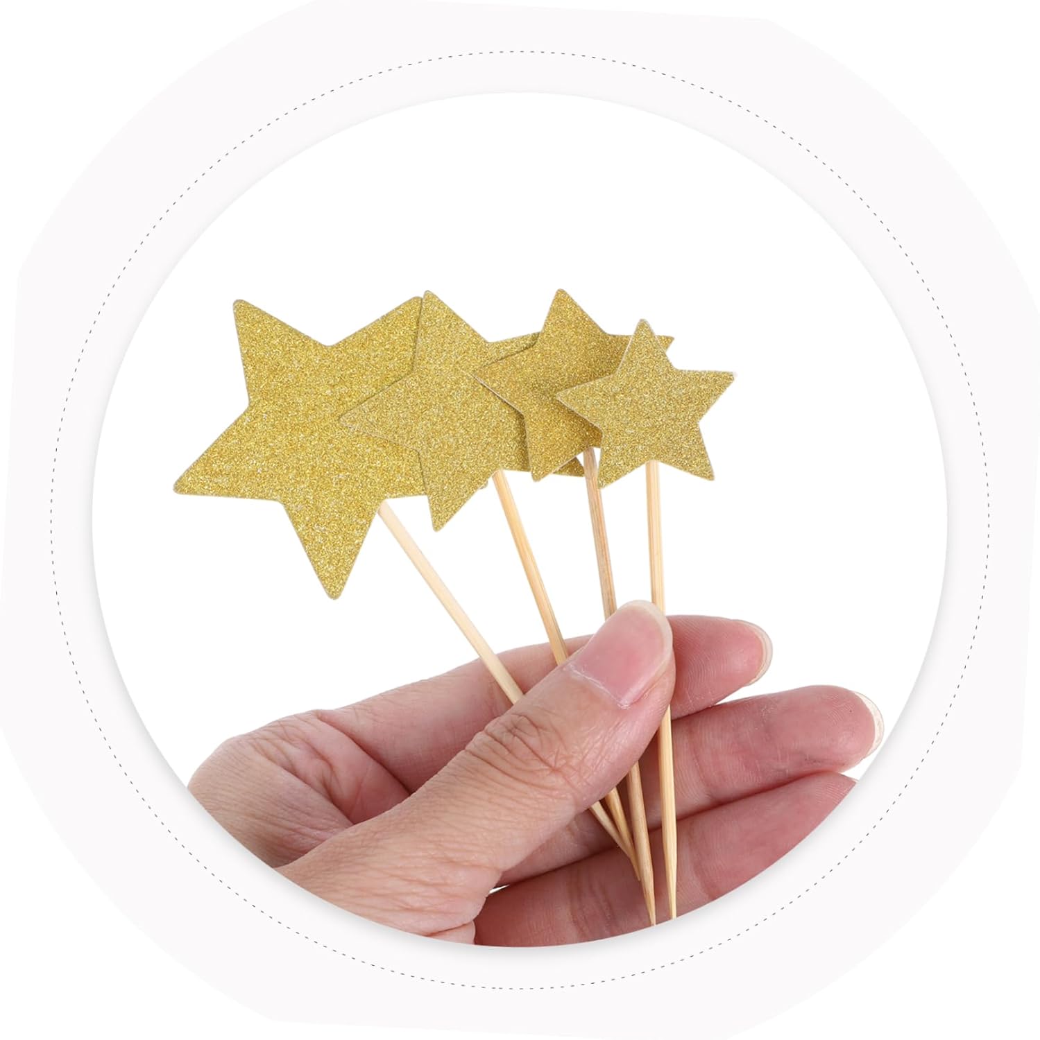 Cabilock Star Cupcake Toppers Glitter Decorations