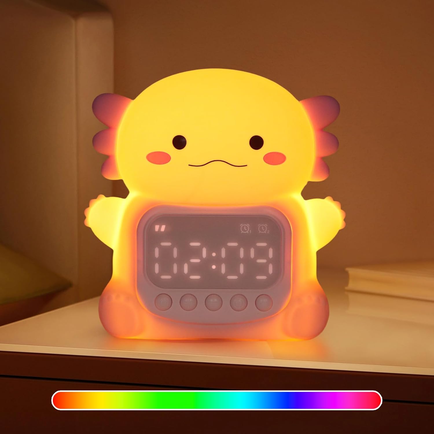 Axolotl Alarm Clock with Night Light for Kids 1