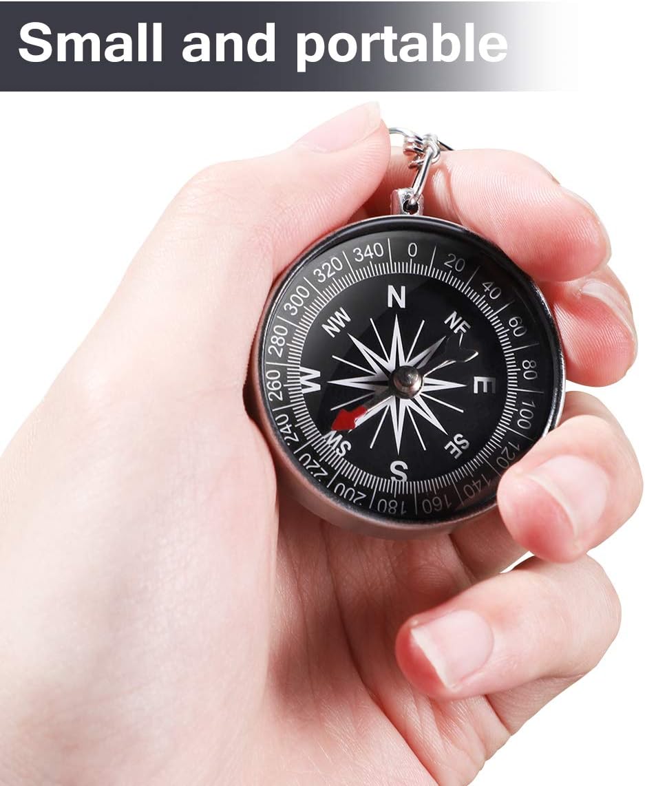 Toyvian 12Pcs Alloy Compass Keychain - Silver Pirate Themed Travel Keychain
