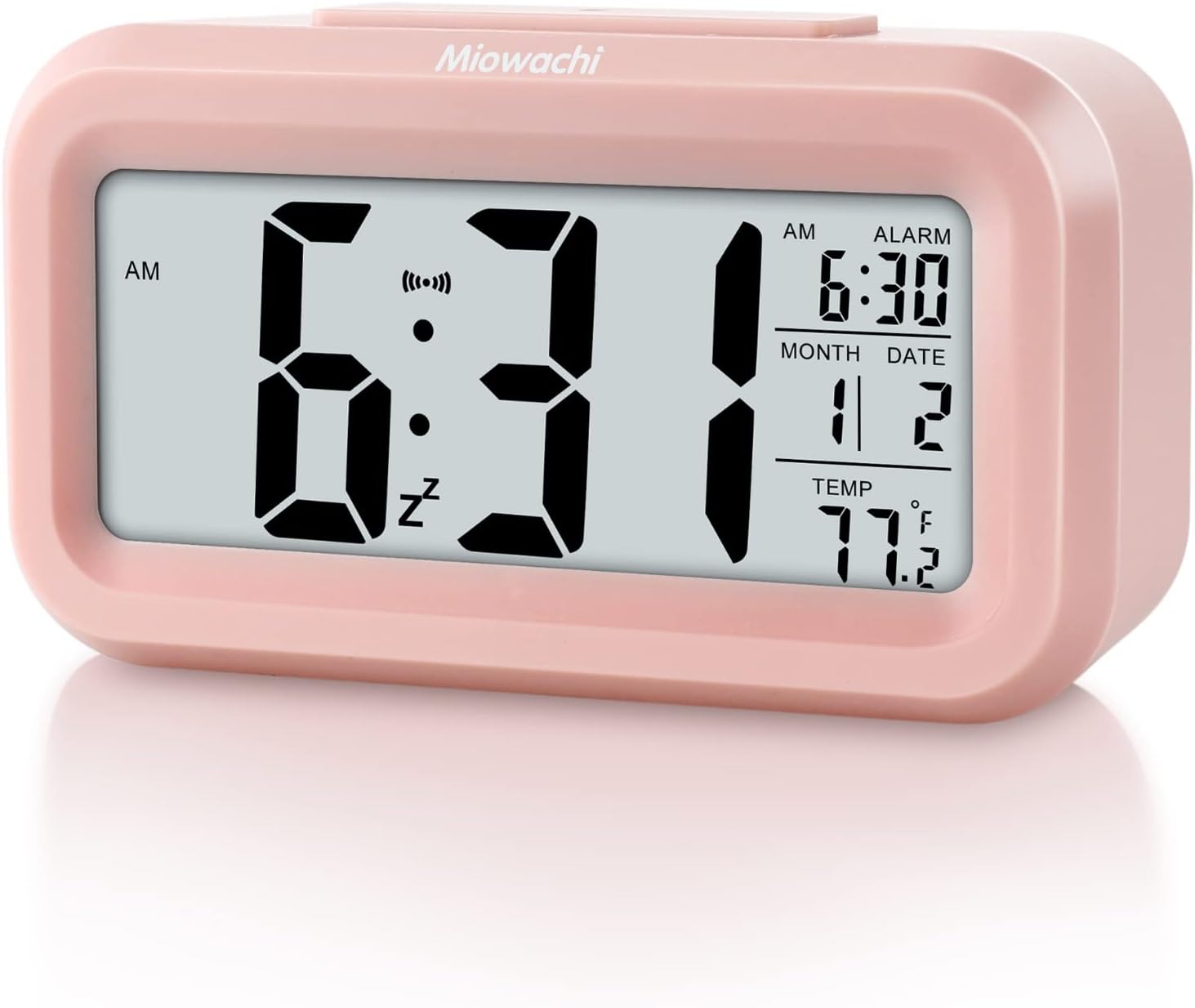 Miowachi Pink Digital Alarm Clock with Night Light and Snooze