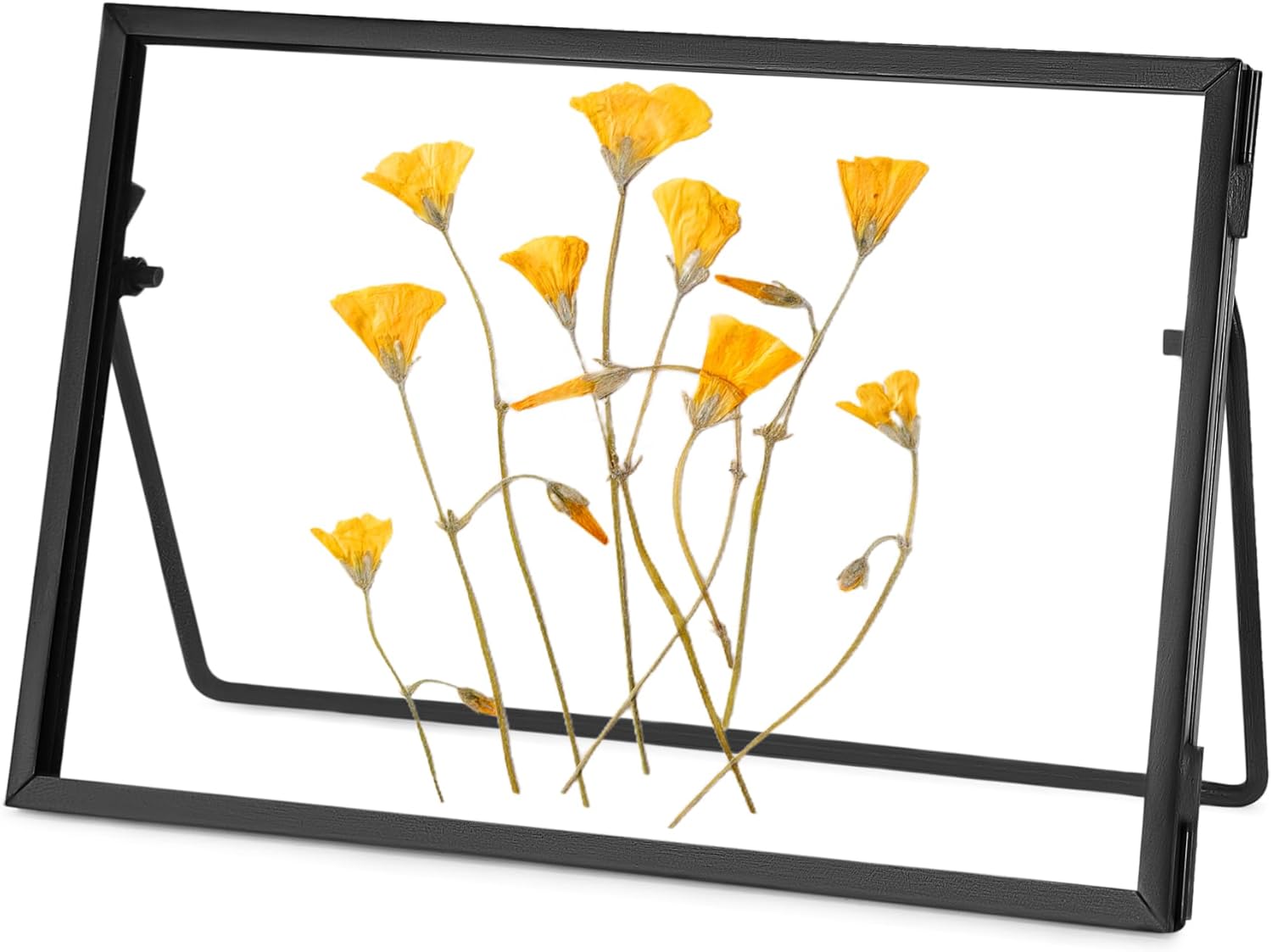 Handmade Glass Flower Frame with Brass Edges 4x6 Inch